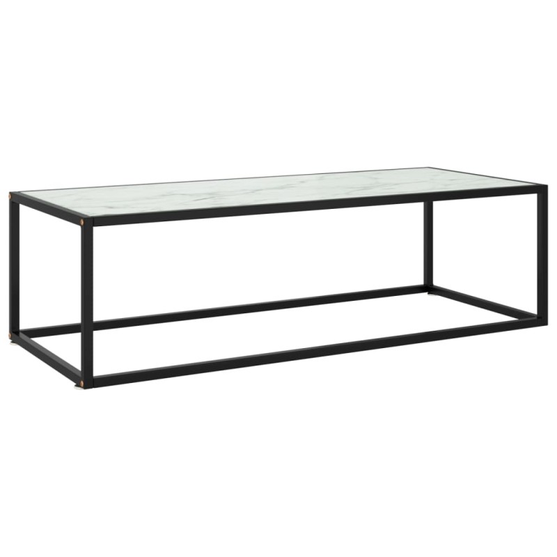 vidaXL Mesa de centro negra con vidrio de mármol blanco 120x50x35 cm vidaXL Mesa de centro negra con vidrio de mármol blanco 120x50x35 cm
