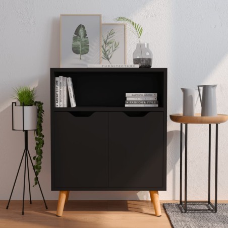 vidaXL Aparador de madera de ingeniería negro 60x30x72 cm