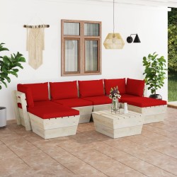 vidaXL Muebles de jardín de palets 7 piezas y cojines madera de abeto 