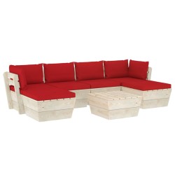 vidaXL Muebles de jardín de palets 7 piezas y cojines madera de abeto 