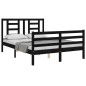 vidaXL Estructura cama de matrimonio con cabecero madera maciza negro vidaXL Estructura cama de matrimonio con cabecero madera maciza negro