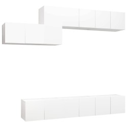 vidaXL Set de muebles de salón TV 7 piezas madera de ingeniería blanco