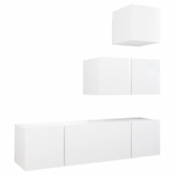 vidaXL Set de muebles de salón TV 4 piezas madera de ingeniería blanco