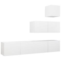 vidaXL Set de muebles de salón TV 4 piezas madera de ingeniería blanco