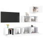 vidaXL Set de muebles de salón TV 4 piezas madera de ingeniería blanco vidaXL Set de muebles de salón TV 4 piezas madera de ingeniería blanco