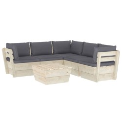 vidaXL Muebles de jardín de palés 6 piezas y cojines madera de abeto 
