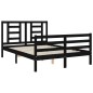 vidaXL Estructura cama de matrimonio con cabecero madera maciza negro vidaXL Estructura cama de matrimonio con cabecero madera maciza negro