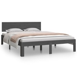 vidaXL Estructura de cama madera maciza gris 150x200 cm