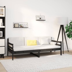 vidaXL Sofá cama madera maciza de pino negro 90x190 cm