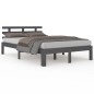 vidaXL Estructura de cama doble madera maciza gris 135x190 cm vidaXL Estructura de cama doble madera maciza gris 135x190 cm