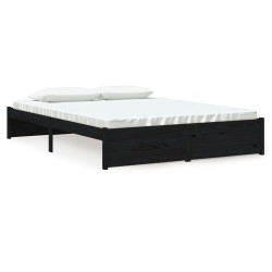 vidaXL Estructura de cama king size madera maciza negro 150x200 cm