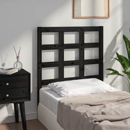 vidaXL Cabecero de cama madera maciza de pino negro 80,5x4x100 cm