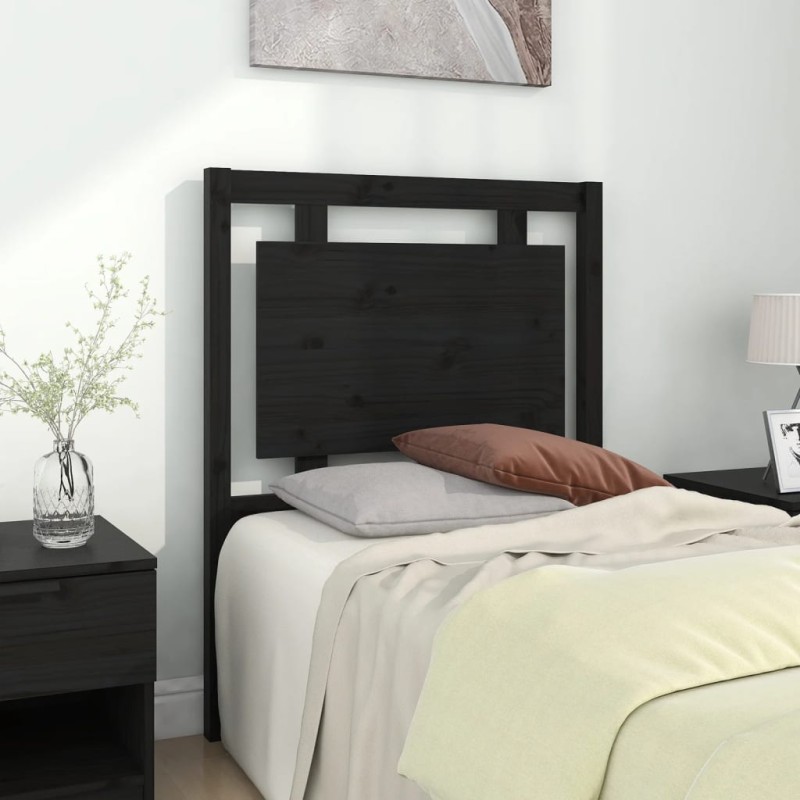 vidaXL Cabecero de cama madera maciza de pino negro 80,5x4x100 cm vidaXL Cabecero de cama madera maciza de pino negro 80,5x4x100 cm