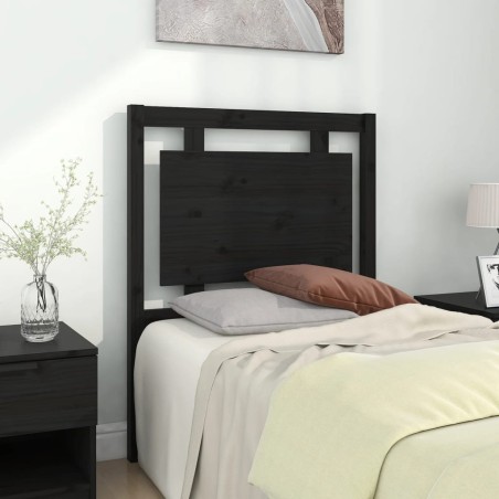 vidaXL Cabecero de cama madera maciza de pino negro 80,5x4x100 cm