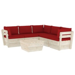 vidaXL Muebles de jardín de palets 6 piezas y cojines madera de abeto 
