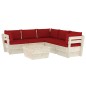 vidaXL Muebles de jardín de palets 6 piezas y cojines madera de abeto 