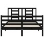 vidaXL Estructura cama de matrimonio con cabecero madera maciza negro vidaXL Estructura cama de matrimonio con cabecero madera maciza negro