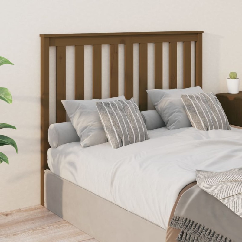 vidaXL Cabecero de cama madera maciza de pino marrón miel 141x6x101 cm vidaXL Cabecero de cama madera maciza de pino marrón miel 141x6x101 cm