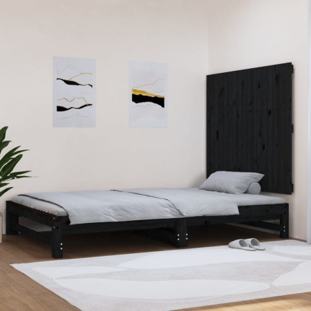 vidaXL Cabecero de cama de pared madera maciza pino negro 108x3x90 cm