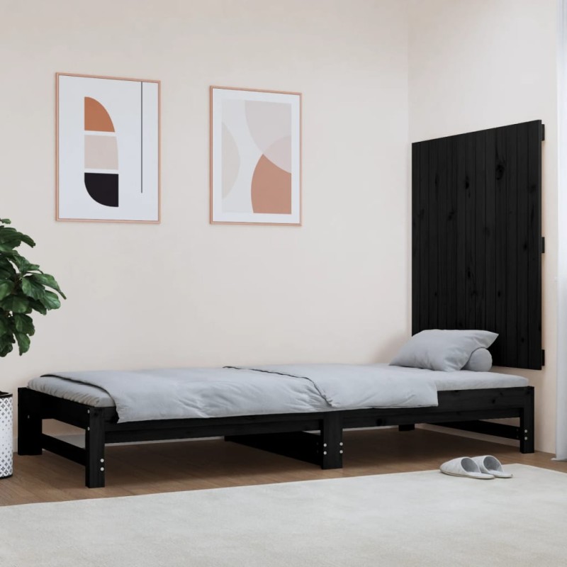 vidaXL Cabecero de cama de pared madera maciza pino negro 82,5x3x90 cm vidaXL Cabecero de cama de pared madera maciza pino negro 82,5x3x90 cm