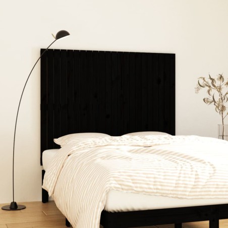 vidaXL Cabecero de cama pared madera maciza pino negro 140x3x110 cm