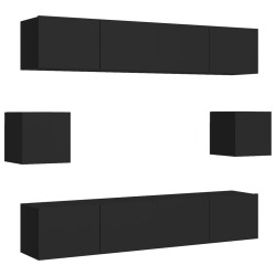 vidaXL Set de muebles de salón TV 6 piezas madera ingeniería negro