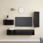 vidaXL Set de muebles de salón TV 4 pzas madera de ingeniería negro vidaXL Set de muebles de salón TV 4 pzas madera de ingeniería negro