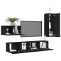 vidaXL Set de muebles de salón TV 4 pzas madera de ingeniería negro vidaXL Set de muebles de salón TV 4 pzas madera de ingeniería negro