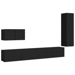 vidaXL Set de muebles de salón TV 4 pzas madera de ingeniería negro