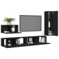 vidaXL Set de muebles de salón TV 4 pzas madera de ingeniería negro vidaXL Set de muebles de salón TV 4 pzas madera de ingeniería negro