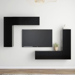 vidaXL Set de muebles de salón TV 4 pzas madera de ingeniería negro