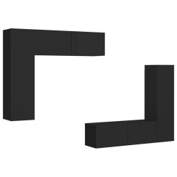 vidaXL Set de muebles de salón TV 4 pzas madera de ingeniería negro