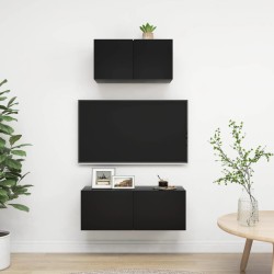 vidaXL Set de muebles de salón TV 2 pzas madera de ingeniería negro