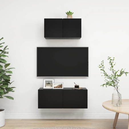 vidaXL Set de muebles de salón TV 2 pzas madera de ingeniería negro