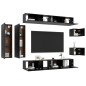 vidaXL Set de muebles de salón TV 8 piezas madera ingeniería negro