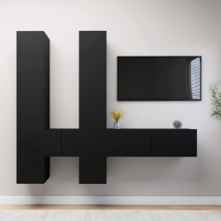 vidaXL Set de muebles de salón TV 6 pzas madera de ingeniería negro