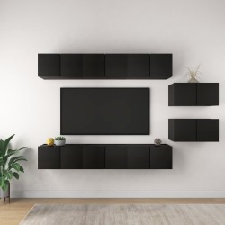 vidaXL Set de muebles de TV salón 8 piezas madera contrachapada negro