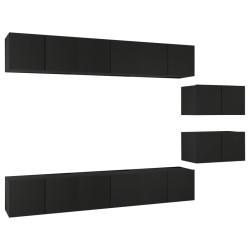 vidaXL Set de muebles de TV salón 8 piezas madera contrachapada negro