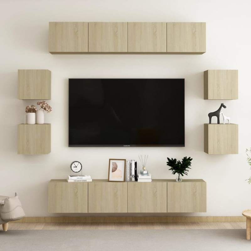 vidaXL Juego de muebles de salón 8 piezas roble Sonoma