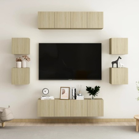 vidaXL Juego de muebles de salón 8 piezas roble Sonoma