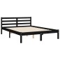 vidaXL Estructura cama de matrimonio con cabecero madera maciza negro vidaXL Estructura cama de matrimonio con cabecero madera maciza negro