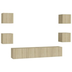 vidaXL Juego de muebles de salón 6 piezas roble Sonoma