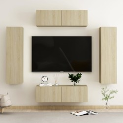 vidaXL Juego de muebles de salón 4 piezas roble Sonoma