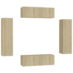 vidaXL Juego de muebles de salón 4 piezas roble Sonoma