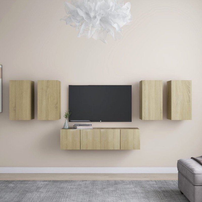 vidaXL Juego de muebles de salón 6 piezas roble Sonoma
