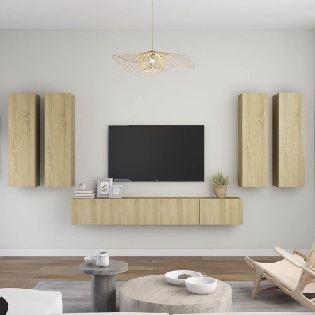vidaXL Juego de muebles de salón 6 piezas roble Sonoma