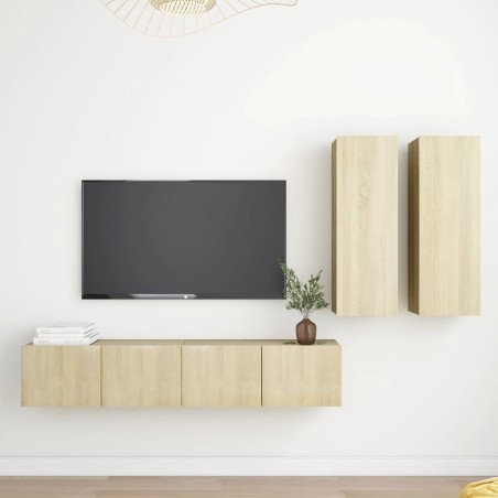 vidaXL Juego de muebles de salón 4 piezas roble Sonoma