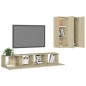 vidaXL Juego de muebles de salón 4 piezas roble Sonoma vidaXL Juego de muebles de salón 4 piezas roble Sonoma