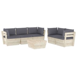 vidaXL Muebles de jardín de palets 6 piezas y cojines madera de abeto 
