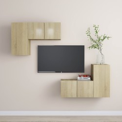 vidaXL Juego de muebles de salón 4 piezas roble Sonoma